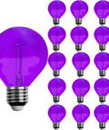 15 Purple Shatterproof 1W LED G40 Globe Bulbs For Indoor Outdoor Patio String Lights With E12 C7 Candelabra Base
