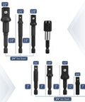 Impact Socket Adapter Set Nine Piece Magnetic Bit Holder With One Quarter Inch Three Eighths Inch And One Half Inch Hex Shanks