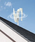 Plug-and-Play Vertical Axis Wind Turbine 100W With Permanent Magnet Generator And Intelligent Controller on a rooftop, side view