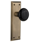 New York Plate And Interior Black Porcelain Round Door Knob With Matching Backplate For Classic Doors Retro Vibe Hardware That Feels Premium