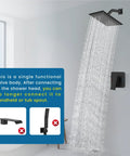 Matte black Shower Faucet Set With Rainfall Head And No Fuss Handle Valve Modern Wall Mount 8 Inch Matte Black Shower System