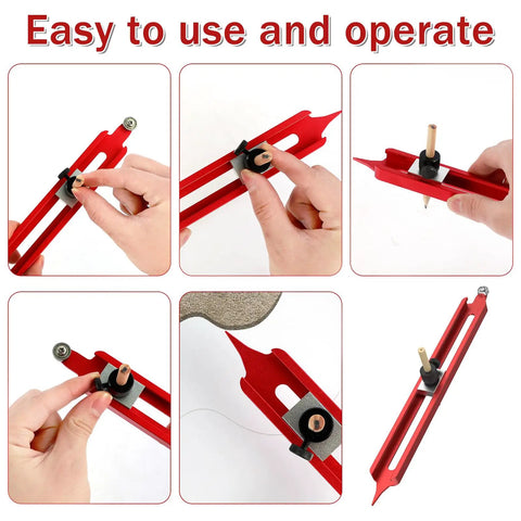 Dead On Aluminum Contour Gauge And Profile Scribe Tool With Snap Fit Pencil Holder For Bullseye Tracking Woodworking Corners Tile Layout And Regular Carpenter Projects in use showing pencil holder setup.