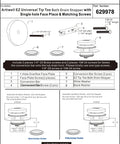 No Sweat Champagne Bronze Universal Tub Drain Conversion Kit parts specification sheet with face plate, screws, and washers.