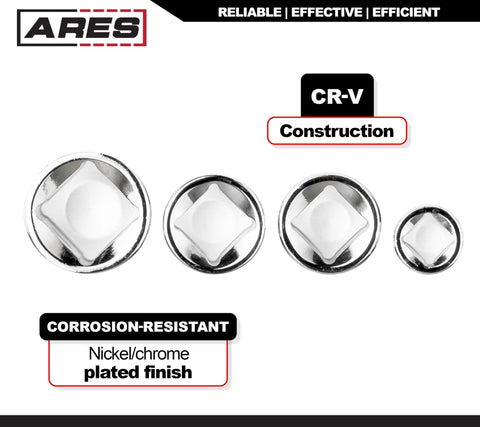 4 Piece Socket Adapter And Reducer Set For 1/4, 3/8, And 1/2 Inch Drives, Includes Two Adapters And Two Reducers, Chrome Vanadium Steel With Mirror Finish, Pro Grade Heavy Duty Conversion Kit For Fast, Smooth Tool Swaps