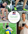 Achilles Tendon Support Ankle Wrap With 3D Breathable Knit worn during sports and daily activities, shown in different settings.