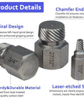 Close-up of 25 Piece Screw Extractor And Bolt Remover Set For Removing Broken Stripped And Frozen Screws And Bolts From One Eighth Inch To Seven Eighth Inch With Hex Head MultiSpline Design Pro Grade Easy Out Tool Kit For Quick Diy Repairs showing various extractor sizes with laser-etched design and durable material.