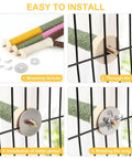 Top Shelf 3 Piece Natural Wood Bird Perch And Chew Toy Set For Cockatiels Budgies Parakeets, showing installation steps with hemp rope and metal brackets.