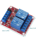 Two Channel 5V Relay Module With Optocoupler Isolation And High Or Low Level Trigger, 10A AC 250V And 10A DC 30V Load