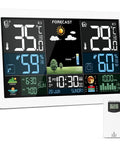 All In One Home Weather Station With Wireless Indoor Outdoor Thermometer And Remote Sensor 7.5 Inch HD Color Display