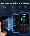 App interface for Self Heating LiFePO4 Battery With App Monitoring, 12.8V 300Ah, 3840Wh, Built In 200A BMS on smartphone screen