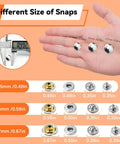 Different sizes of snaps from the Must Have Leather Snaps And Fasteners Kit With 17mm Snap Buttons And Press Pliers, 40 Sets In 4 Colors
