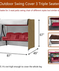 3 Seater Outdoor Swing Cover For Porch Swing And Hammock Chair, Waterproof All Weather Cover on red swing, 87 x 49 x 67 inches