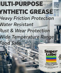 Super Lube multi-purpose synthetic grease canister, 14.1 oz, translucent white with Syncolon, food-grade for industrial use
