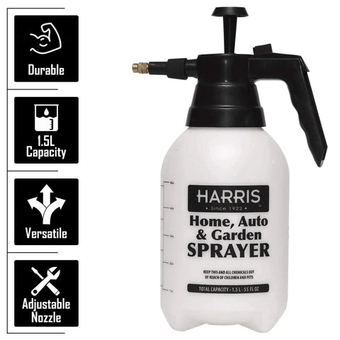 Continuous Hand Pump Sprayer 1.5L for home garden lawn care and car detailing with a no nonsense durable chemical resistant build