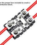 Built Tough Modular Inline Fuse Block Kit Featuring ANL To Mini ANL Holders For 1 0 2 4 Gauge Wires, showing jumper bars and red wires.