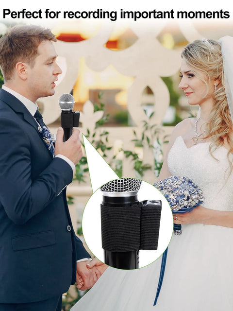 Elastic Handheld Microphone Sleeve For Rode Wireless GO II ME PRO System used at wedding with Shure SM58 mic, 2 Pack