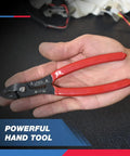 Person holding Compact 4 In 1 Wire Stripper Pliers for 12 20 AWG Wiring Crimping Cutting Gripping And Insulation Removal