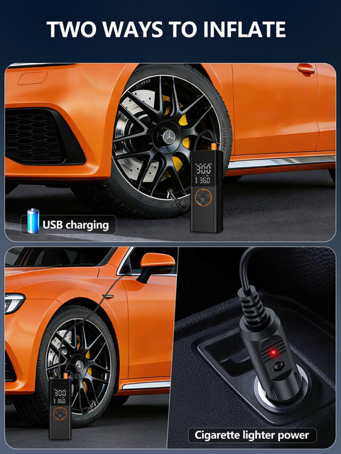Portable Tire Inflator Air Compressor With 150 PSI Cordless Convenience On The Go USB Output Dual Power 6000mAh Battery