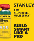 All In One Rust Defense Spray T240 Corrosion Inhibitor And Rust Remover Aerosol can with red nozzle on yellow background