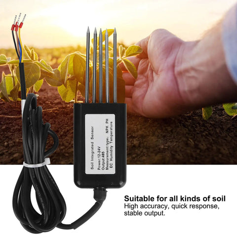 Person using 7 In 1 Soil Tester With 5 Pin PH NPK Temperature Humidity EC Sensor For Lawn Garden Farm Pasture Agriculture Pro Grade pH Meter