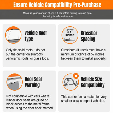Ensure vehicle compatibility for Rooftop Cargo Carrier Bag 21 Cubic 1000D PVC Waterproof Soft Shell For Cars With Or Without Roof Rack