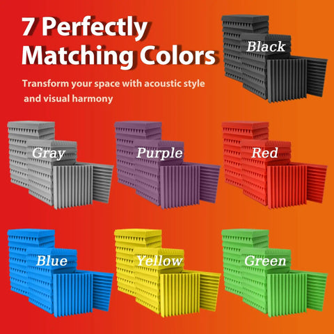 7 colors of 12 Pack Acoustic Foam Panels For Walls 12x12x1 High Density Wedge Foam For Sound Absorption In Home Studio