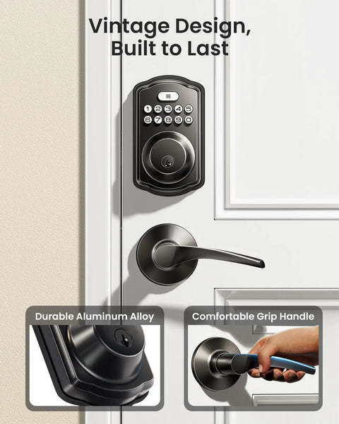 Keyless Front Door Lock With Dual Lever Handles Electronic Keypad Deadbolt Easy Install Smart Lock Set Auto Lock