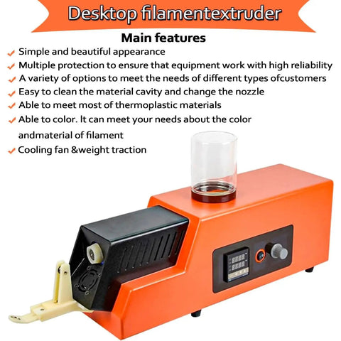 Killer Desktop 3D Filament Extruder Machine With 120 Watt Power And Adjustable Speed Settings, Bright LCD Control Panel, compact design for home recycling.