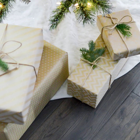 Wrapped gifts under tree with White Cotton Butchers Twine String For Cooking And Roasting 2Mm Bakers Twine 328 Feet Long