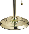 Base of 13.5 Inch Traditional Banker Lamp With Green Glass Cylinder Shade, Polished Brass Finish, Classic On Off Pull Chain detail