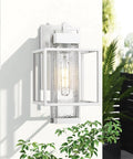 Dusk To Dawn Sensor Outdoor Wall Light Two Pack Aluminum Exterior Wall Mount Fixtures In White Finish With Bubble Glass Shade