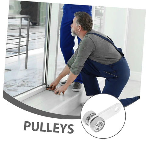 Man installing Heavy Duty Iron Dual Bearing Caster Wheels For Sliding Gates And Barn Doors on a sliding door.