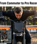 Front Number Plate For Electric Dirt Bikes With Dual Front Shock System Universal Fit For EBikes Like Surron Light Bee X Ridstar Q20 Tuttio Soleil 01 Yozma Macfox And More on a black e-bike front end