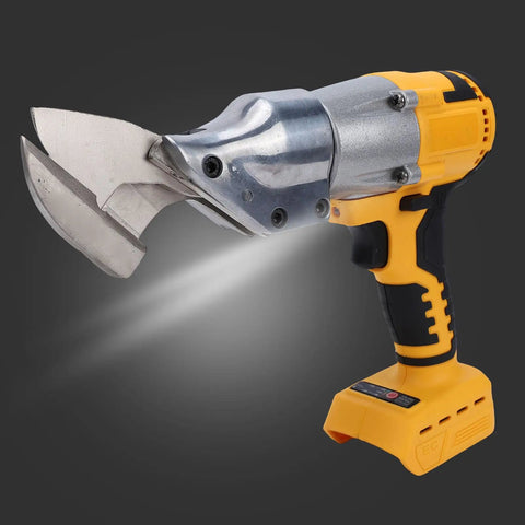 Heavy Duty Electric Metal Shears With Variable Speed Control And 360 Degree Rotating Head featuring hardened alloy blades for cutting stainless steel.