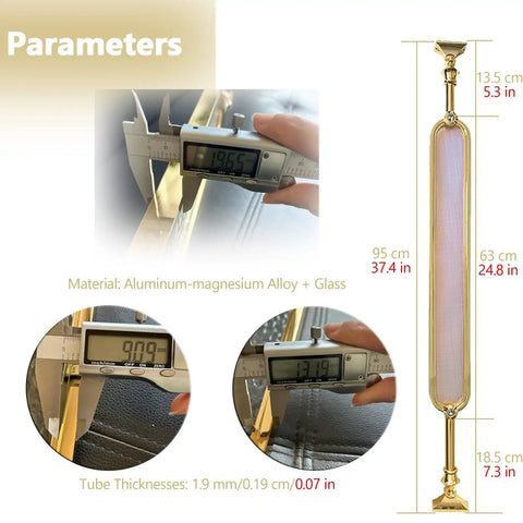 Top Shelf Gold Glass Staircase Balusters With Rock Solid Aluminum Spindles For Indoor Outdoor Stairs, Heavy Duty dimensions measurements