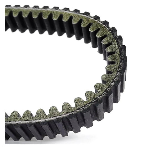 Close-up view of high mileage V-Drive transmission motorcycle belt fit for Honda Forza 250 and NSS250 models, durable and oil proof.