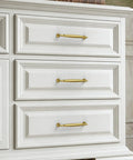 White dresser with 10 Pack Vibrant Brushed Brass Cabinet Pulls 5 Inch 128mm Solid Heavy Duty Drawer Handles For Kitchen Cabinets