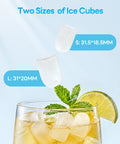 Top Tier Countertop Ice Maker Chilling Drinks On The Fly With Dual Size Bullet Ice Producing Over Twenty Six Pounds Daily featuring ice cubes in various sizes.