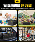 Car Trunk Organizer 65L Collapsible with Lid for SUV Auto Truck and Van Durable Oxford Fabric Non Slip Bottom Adjustable Straps