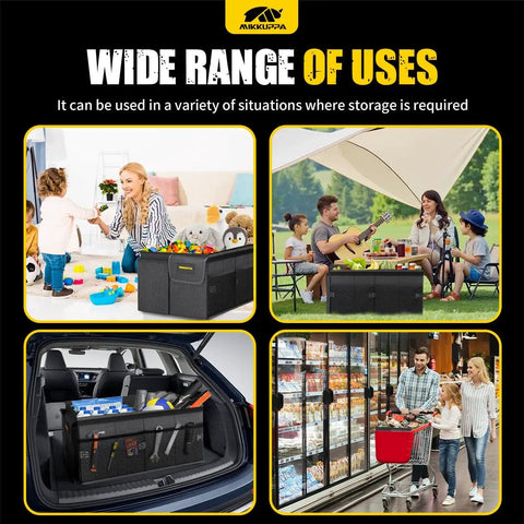 Car Trunk Organizer 65L Collapsible with Lid for SUV Auto Truck and Van Durable Oxford Fabric Non Slip Bottom Adjustable Straps