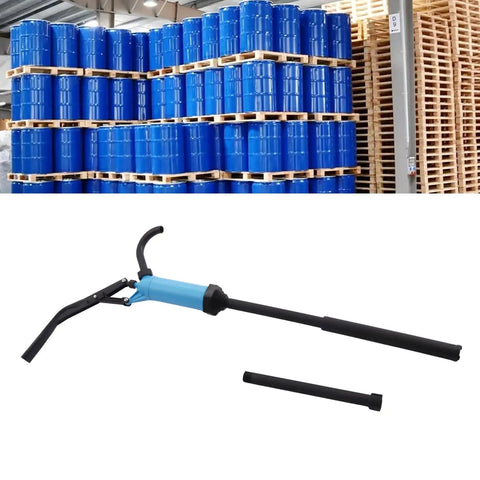 Plastic Lever Action Drum Pump Hand Transfer For 5 To 55 Gallon Barrels Delivers 10.8 Oz Per Stroke Fits 2 Inch Bung Openings blue manual pump with hose