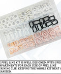 Fuel Line Retainer Clips Three Eighths And Five Sixteenths Inch Nylon Gas Tank Repair Kit with seven size clamp assortment in case