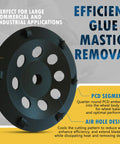 7 Inch PCD Grinding Wheel For Epoxy Glue Mastic And Paint With 6 Quarter Round Segments And Five Eighths Inch 11 Thread Arbor Wet Or Dry Use