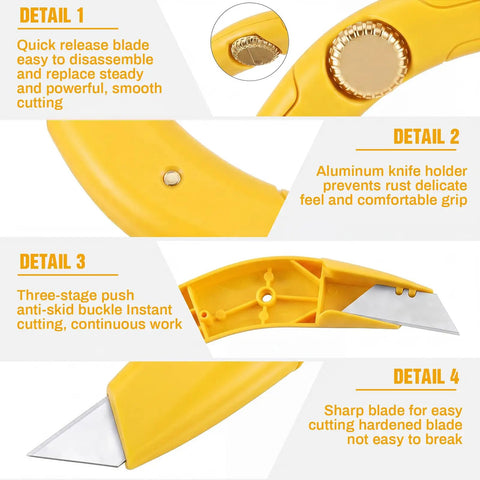 4 Pack Roofing Knives With Fixed Blades Built Tough Heavy Duty Utility Knife Set detailing features close-up
