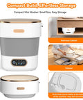 Game Changing Portable Washing Machine That Doubles As A Folding Mini Washer With Fast Spin Dryer And 20 Liters For Delicates Socks And Workout Gear Clean On The Go Without The Drama Featuring Blue Light Tech, compact size in storage setup.