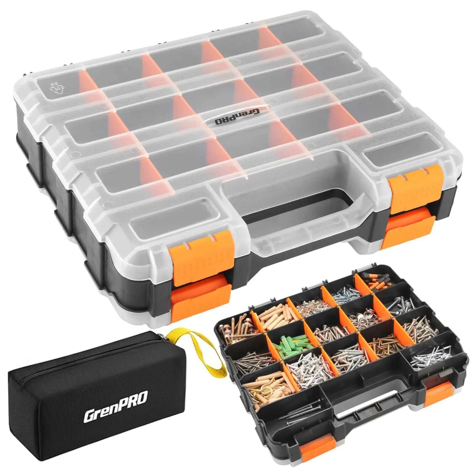Dual Side 34 Compartments Mini Tool Box Organizer