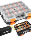 Dual Side 34 Compartments Mini Tool Box Organizer With Customizable Layout And Removable Partitions, Plastic Storage Case