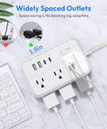 25 Ft Flat Plug Extension Cord With 6 Outlets And 4 USB Ports Heavy Duty Power Strip With Overload Protection For Indoor Use White Right Angle Outlet Extender For Home Office Easy Cable Management, white power strip with spaced outlets