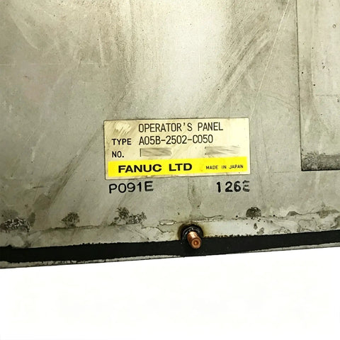 FANUC operator panel cover labeled OP Panel PCB Assembly A05B-2502-C050 A20B-2101-0370 for Robot Controller Interface and Operator Panel on R-30iA Control Cabinets, Spare Parts for Robotic System