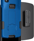 Heavy Duty Kickstand Case Paired With Swivel Belt Holster Combo For Zebra Tc22 And Tc27 Warehouse Scanners in blue with textured grip.